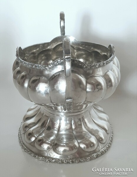 Art deco silver (800), glass insert, tray with handles, table center (1160 g)