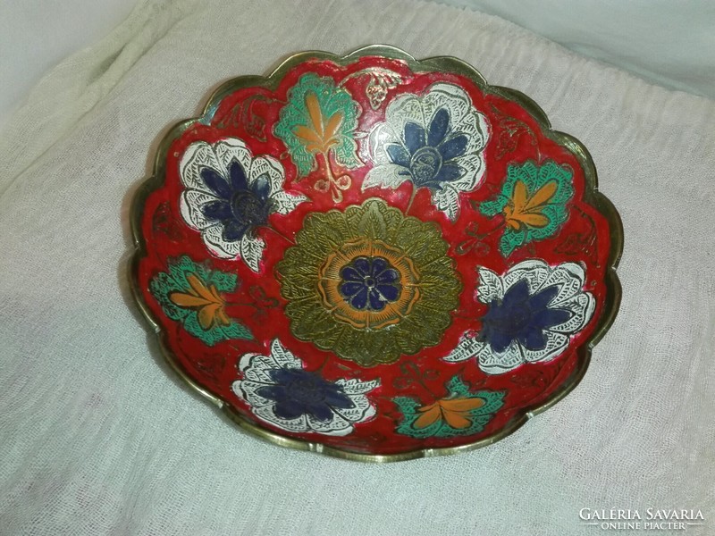Indian offer...Brass, fire enamel with hand painting.