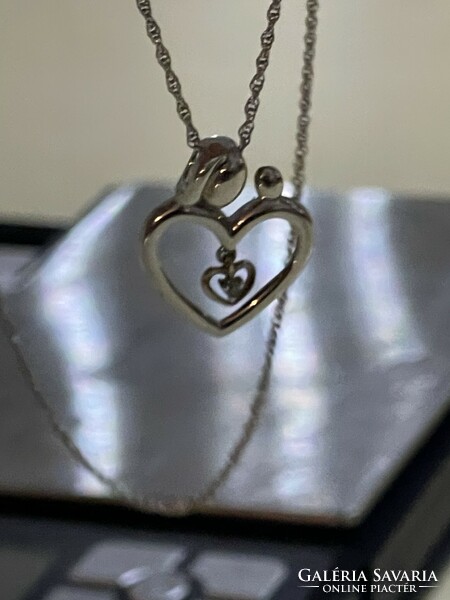 New, modern diamond-silver heart pendant in Chopard style, breath-taking gift!