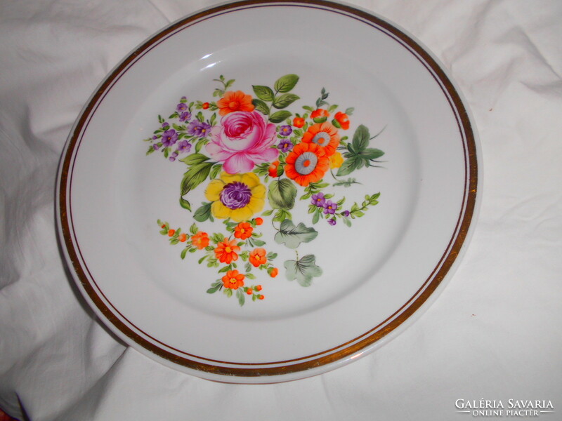 Kézzel festett Alföldi porcelán  tányér-Szász csokor minta-porcelánfestő jelzéssel-RITKA