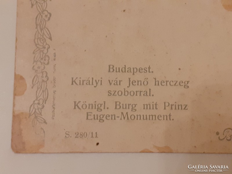 Régi képeslap Götczinger litográfia Budapest Királyi vár levelezőlap