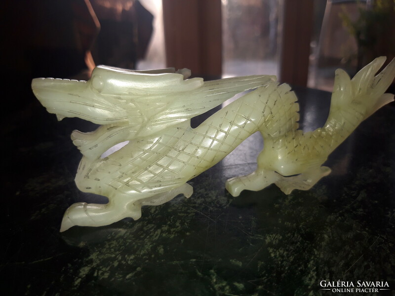 Carved jade dragon - statue