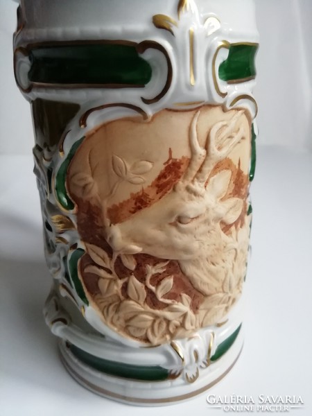 Unterweissbach: jar with porcelain lid and plastic decor, flawless 20 cm