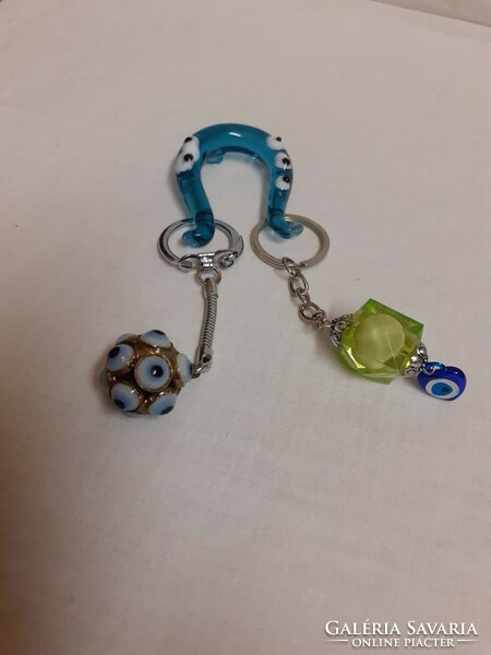 Retro keychains all-seeing eye collection with glass horseshoe in one. 3 pcs