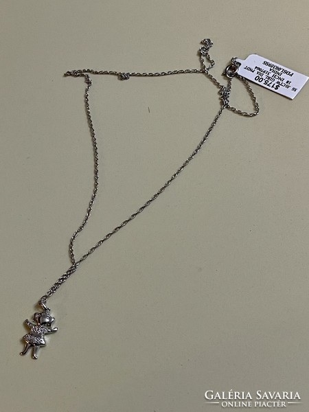New, modern diamond-silver baby girl pendant with necklace for a fraction of the retail price!