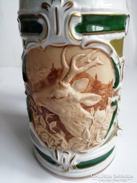 Unterweissbach: porcelán fedeles korsó plasztikus dekorral, hibátlan 20 cm
