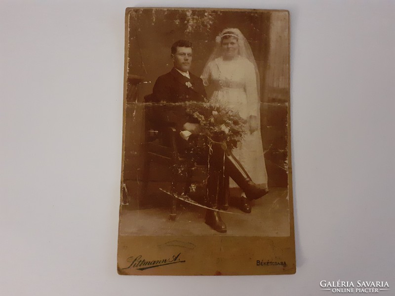 Antique wedding photo littmann adolf békéscsaba studio photo