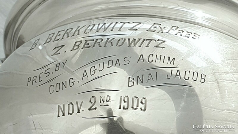 Judaika ezüst (925) serleg 1909-ből (377 g)