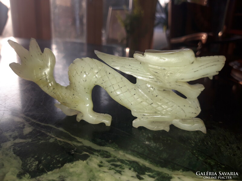 Carved jade dragon - statue