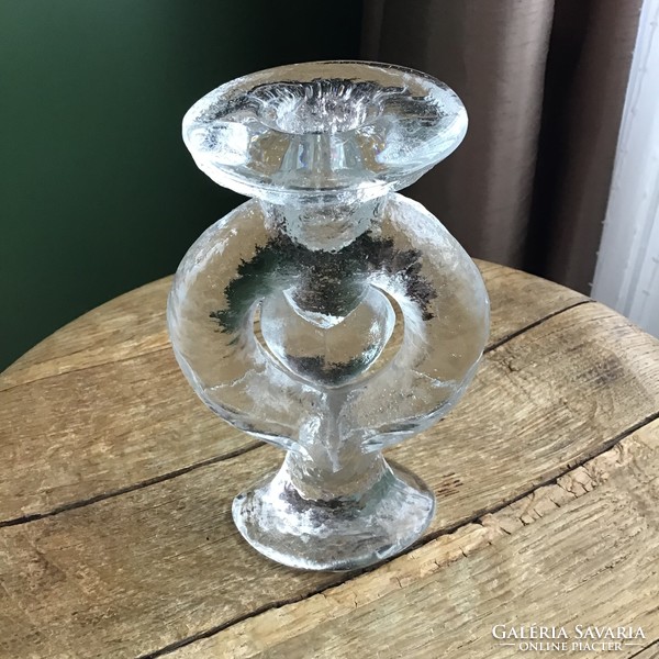 Old staffan gellerstedt, pukeberg swedish glass candle holder
