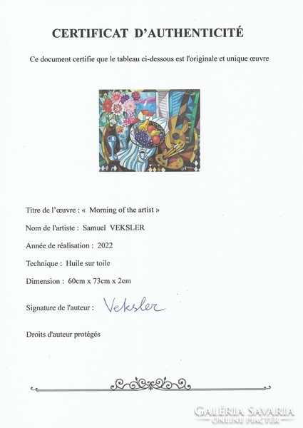 Samuel Veksler  - Morning of the artist- olaj, vászon 70x63 cm