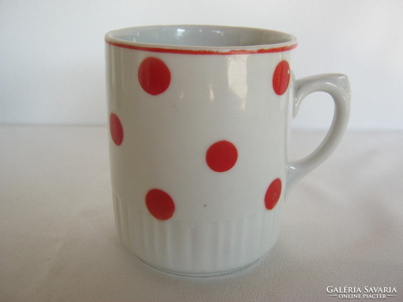 Zsolnay porcelain red polka dot skirt mug