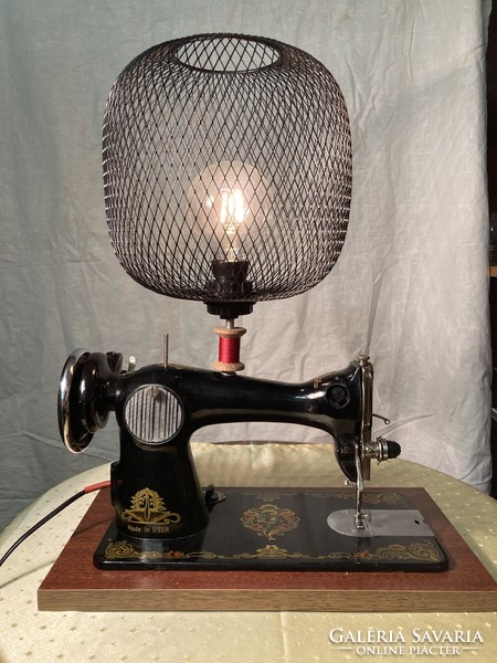 Design table lamp made from an old sewing machine.