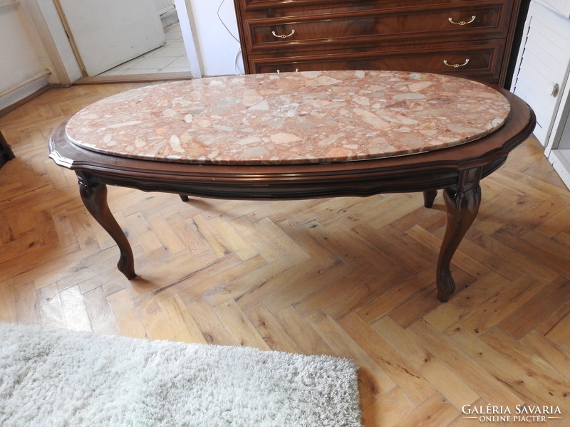 Oval goat leg marble coffee table
