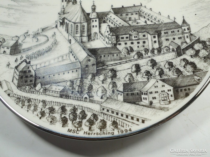 Német  festett fali porcelán dísz tányér -MSC Herrsching 1994- Anandechs kolostor szuvenír turista