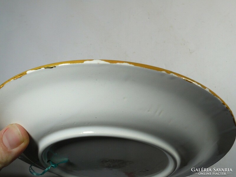 Retro régi kézzel festett akasztható fali tányér  tál 2 db - GRÁNIT Kispest CS.K.GY - 20 cm átmérő