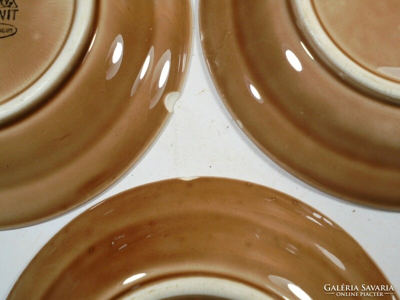 Kis kávés mokkás teás kerámia tányér kistányér - GRÁNIT Kispest CS.K.GY - 13,7 cm átmérő - 4 db