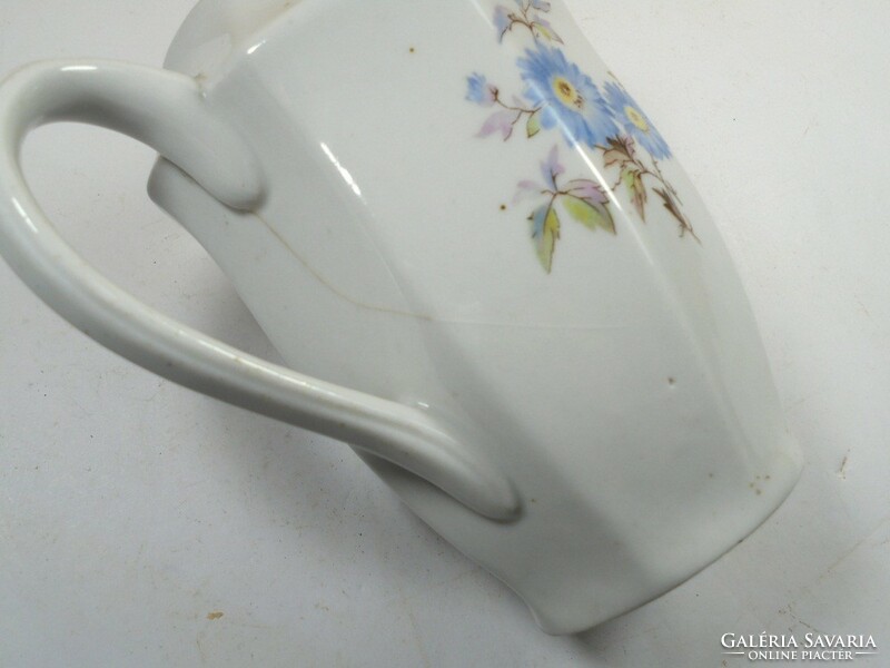 Antique old marked milk pouring spout - flower pattern - Kispest porcelain