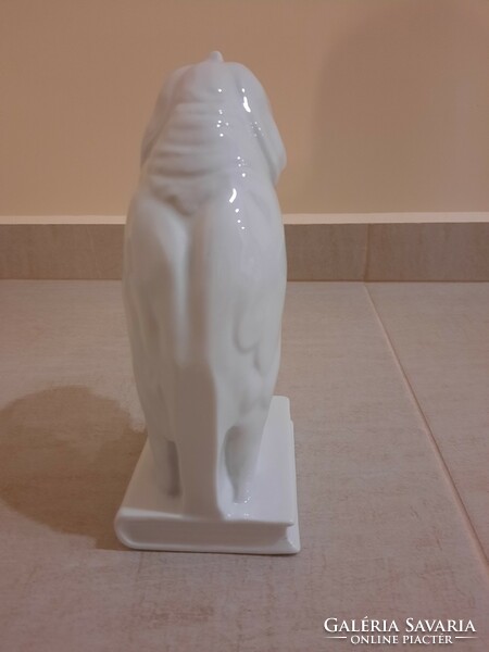 White Herend porcelain figure of an owl sitting on books
