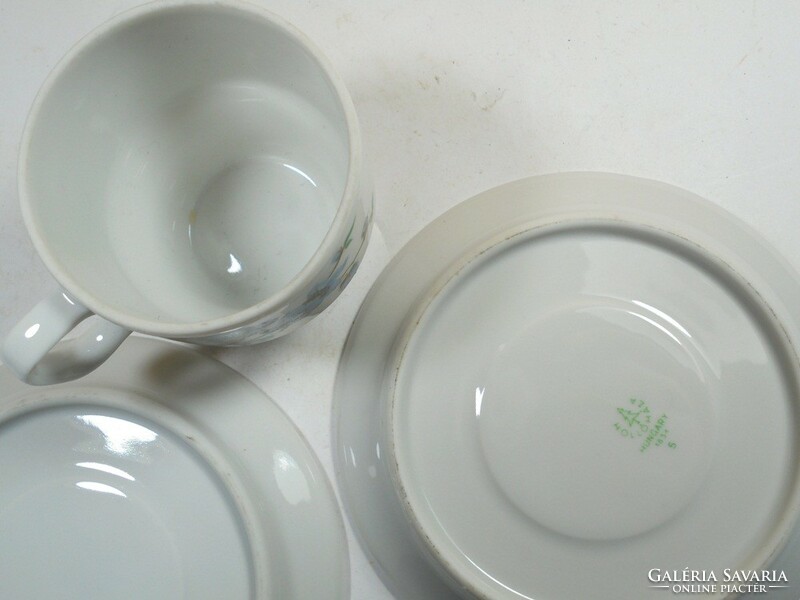 Retro marked Hólloháza porcelain coffee set - Hólloháza Hungary 1931- 2 small plates 1 cup