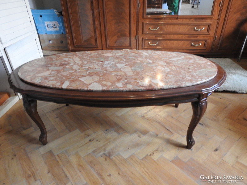 Oval goat leg marble coffee table