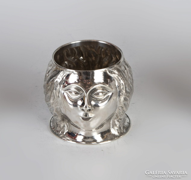 Silver bowl in the shape of a woman's head