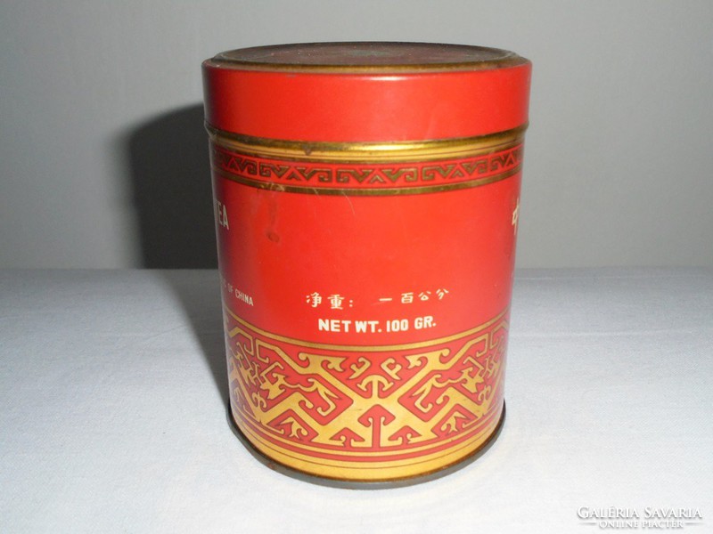 Retro metal tea box metal tin box - Chinese, from the 1970s