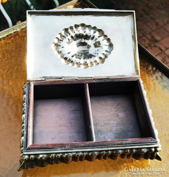 Antique silver plated card box,