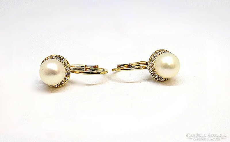 Gold earrings with pearls (zal-au105816)