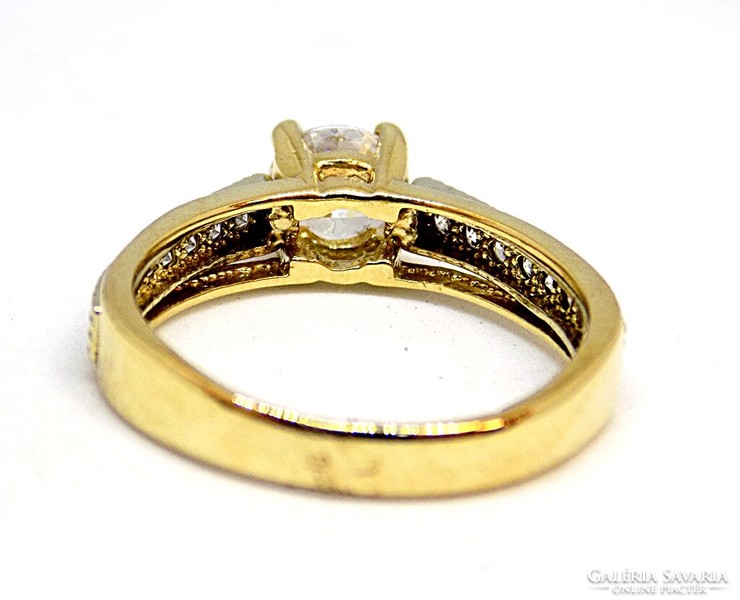 Gold solitaire ring with stones (zal-au111972)