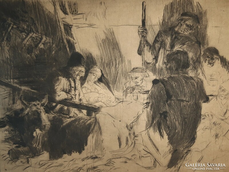 Franz Hofer (1885-1915) - Adoration of the Shepherds - Etching