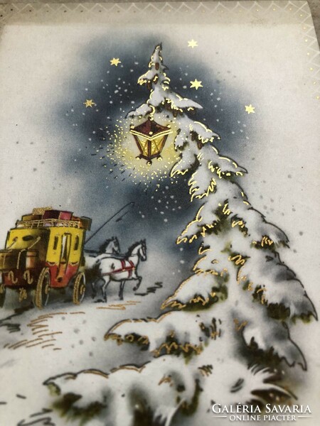 Régi aranyozott Karácsonyi képeslap                          -2.