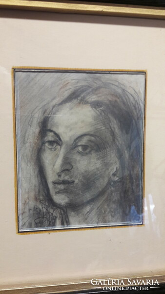Orosz Gellért festőművész ,ceruza rajza, első feleségét ábrázolja