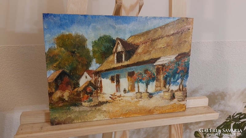 Magdolna Butcher's beautiful painting 35x25 cm thatched cottage