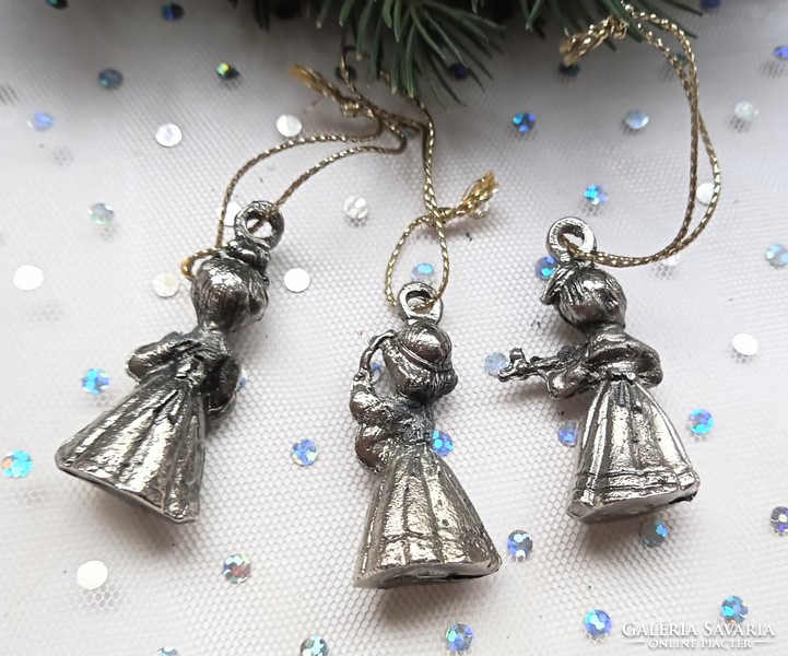 Metal musician angel Christmas tree ornament 3 pieces together 4cm