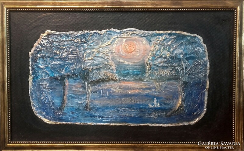 The creation of a premium award-winning artist, with a certificate. Moonlit walk 55x35cm. Zsófia Károlyfi (1952)