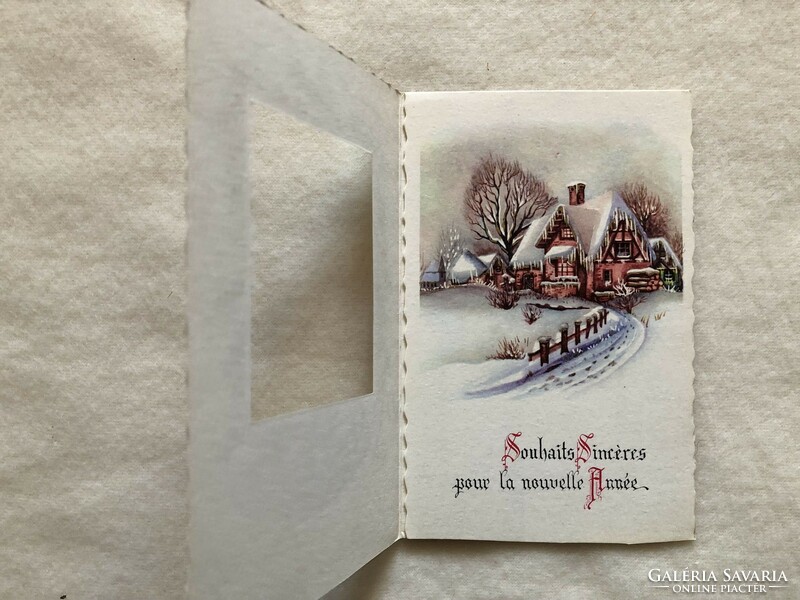 Antique, old opening graphic Christmas card -2.