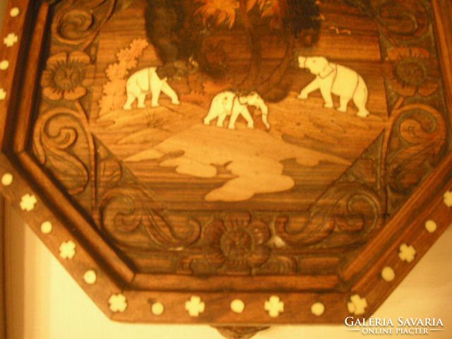 Precious Asia.Or African bone inlaid antique elephant tea cafe table discounted