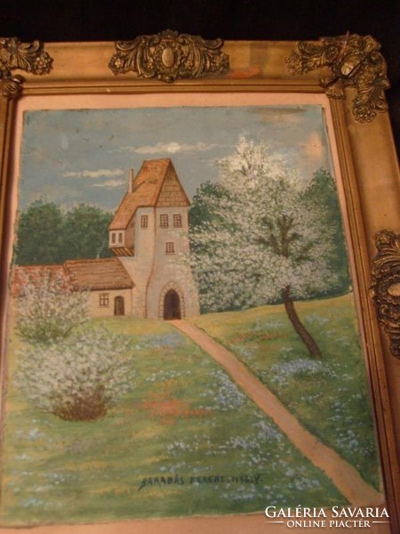 Barabás festmény 1956. aranyozott keretben  akvarell 38 x 31 cm