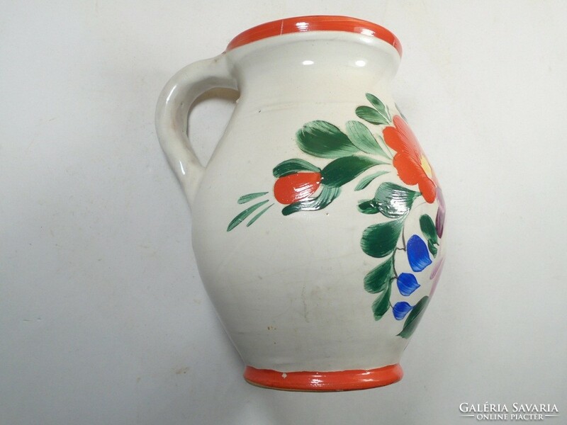 Retro Old Folk Folk Art Glazed Hand Painted Flower Ornament Ceramic Pitcher Jug Jug - 12cm