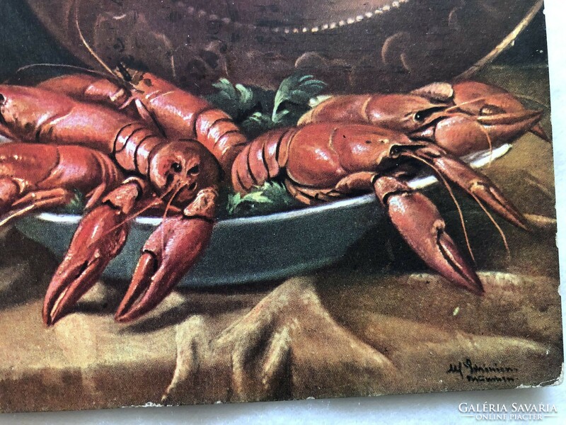 Antique postcard - crab bowl -2.