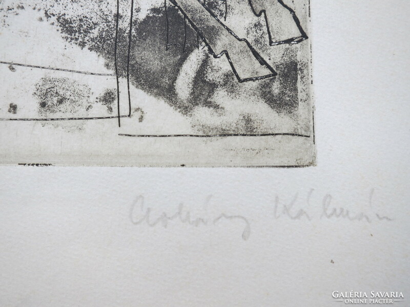 Kálmán Csohány (1925-1980): gray horse, etching, numbered