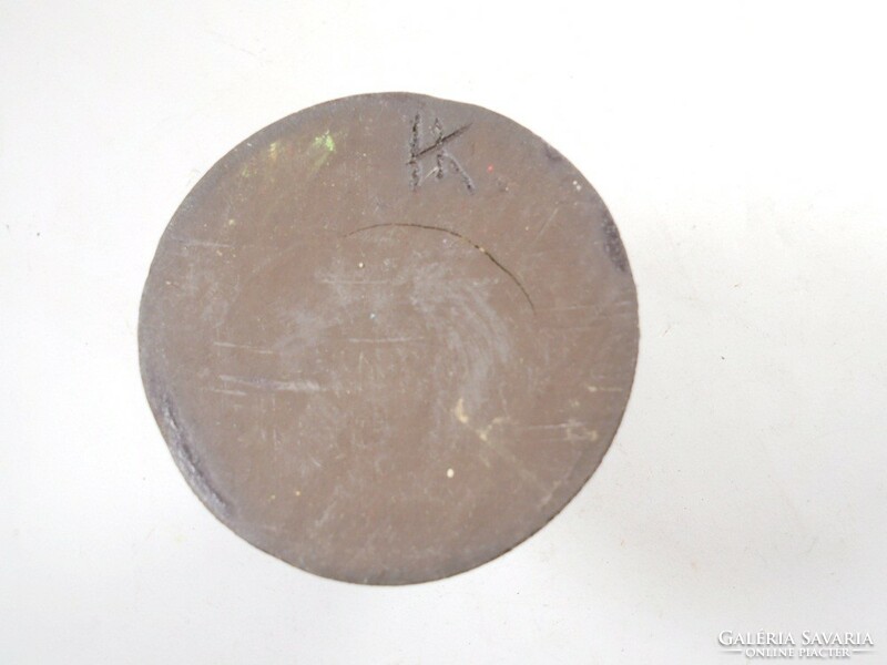 Retro old fiber small small vase marked ceramic - industrial artist - 9.7 cm high