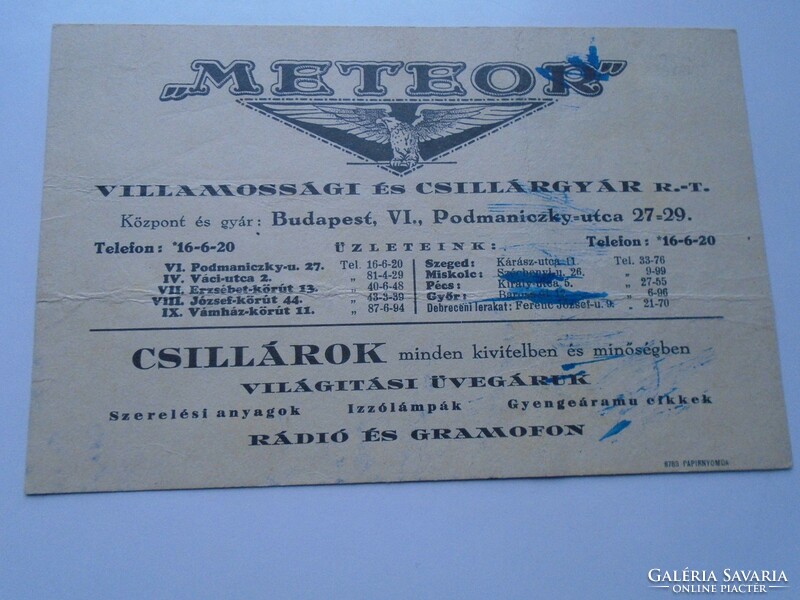 D192303 meteor electricity and chandelier factory r.T. Budapest radio gramophone
