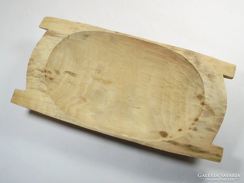 Retro kézzel faragott fa mini kicsi kis teknő dísztál tálka tartó hossza: 22,5 cm