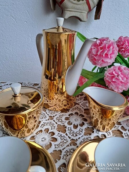 Porcelain 2 person coffee set gilded cup jug sugar holder seltmann weiden bavaria