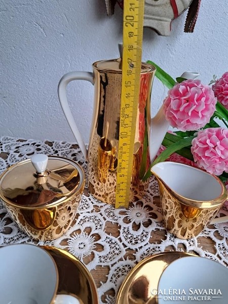 Porcelán 2 személyes kávéskészlet  aranyozott csésze kanna cukortartó  Seltmann Weiden Bavaria