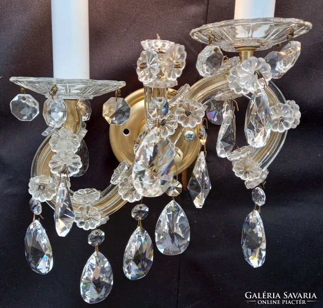 Mary Theresa style lead crystal wall hanging pair