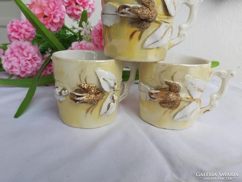 Beautiful art nouveau mugs mugs with yellow flowers 3 pcs collector's beauties