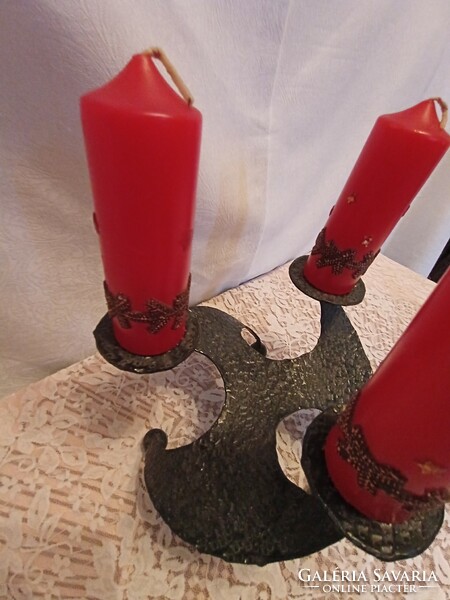 Candle holder old wrought iron center table with red candles 25x20x25 cm